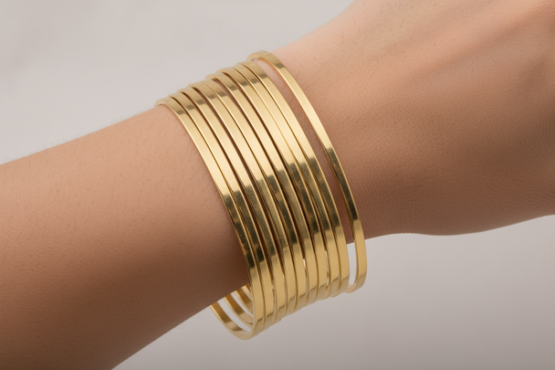 10-delige gouden armbandenset 2mm