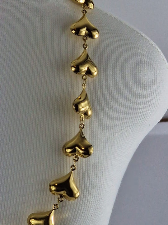 Herzkette mit 17 Herzen – 18 Karat vergoldet – goldfarben