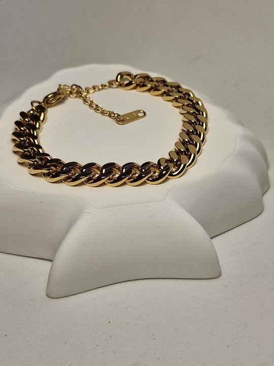 Grove Schakelarmband Goud