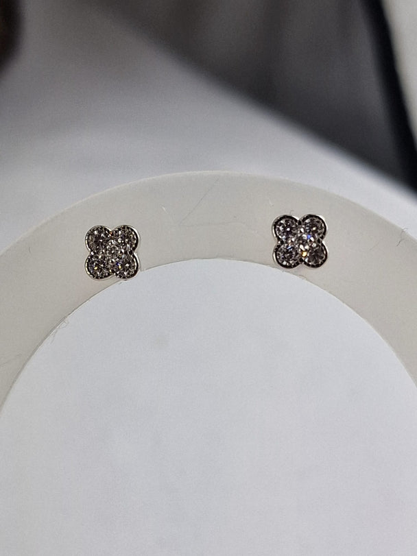 Klaver Oorknopjes - 925 Zilver & 14K Verguld met Zirkoon