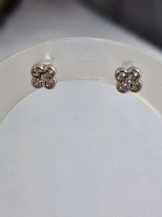 Klaver Oorknopjes - 925 Zilver & 14K Verguld met Zirkoon