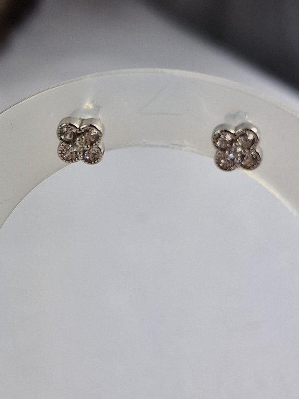 Klaver Oorknopjes - 925 Zilver & 14K Verguld met Zirkoon