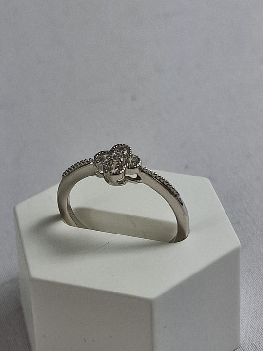 Klavervier Ring 925 Zilver - Geluksring met Zirkonia