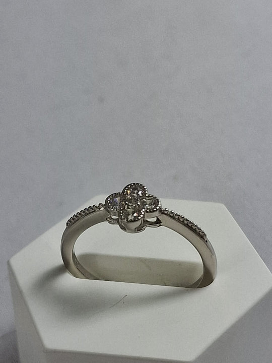 Klavervier Ring 925 Zilver - Geluksring met Zirkonia