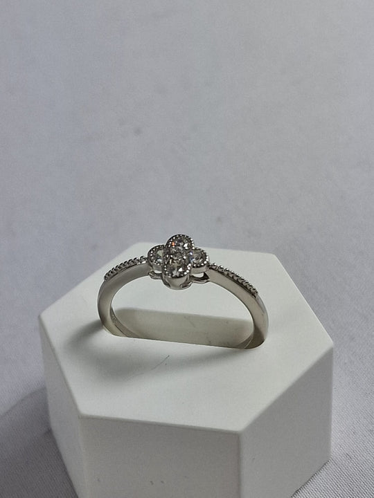 Klavervier Ring 925 Zilver - Geluksring met Zirkonia