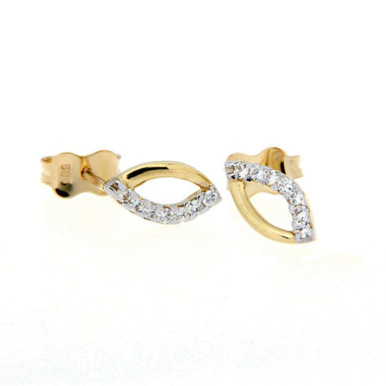 Oorstekers Navette 14K Geelgoud met Zirkonia