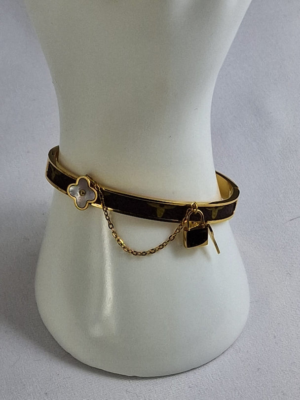 Designer Klaver Armband Dames 8mm - 18K Verguld met Carbon