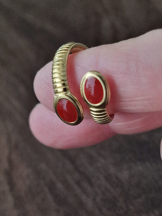 Retro Ring Vintage Frans Design 18K Verguld