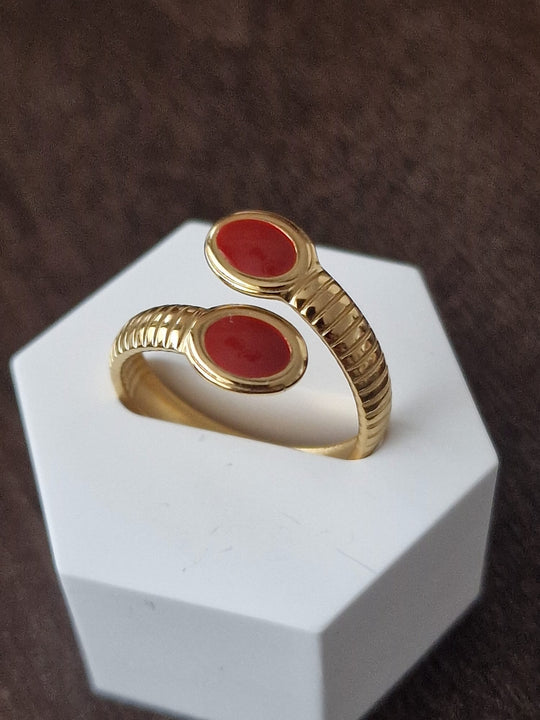 Retro Ring Vintage Frans Design 18K Verguld