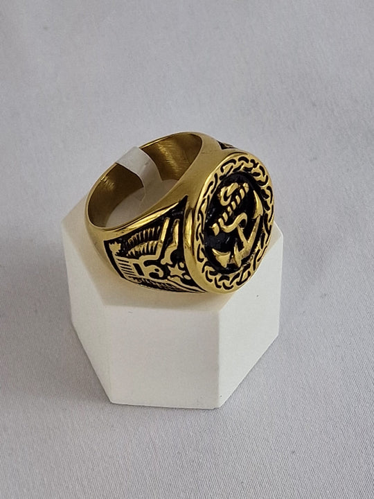 Vintage Viking Zwarte Anker Ring voor Mannen 18K Verguld Roestvrij Staal