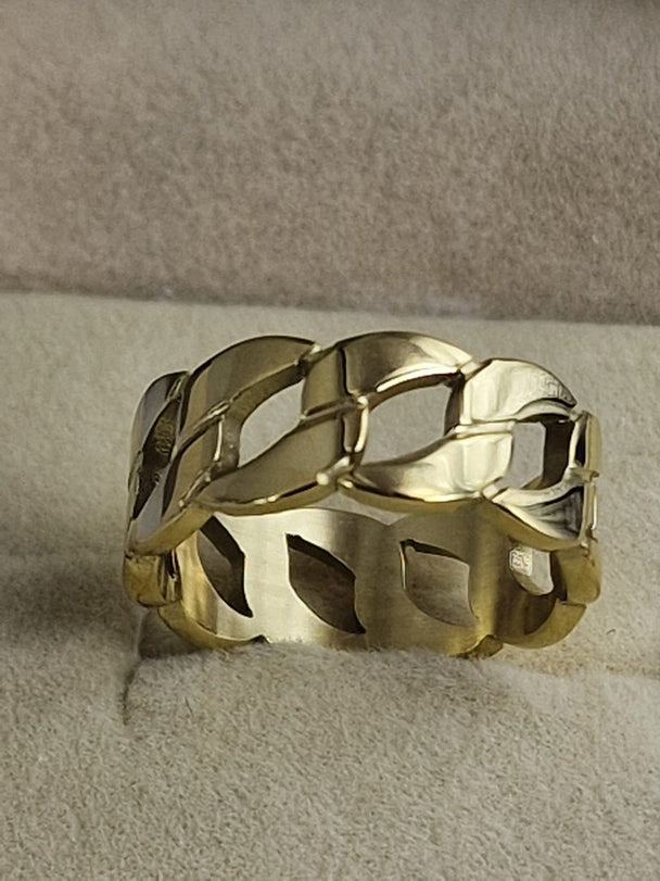 Dames Ring 14K Verguld Roestvrij Staal - Schakeldesign