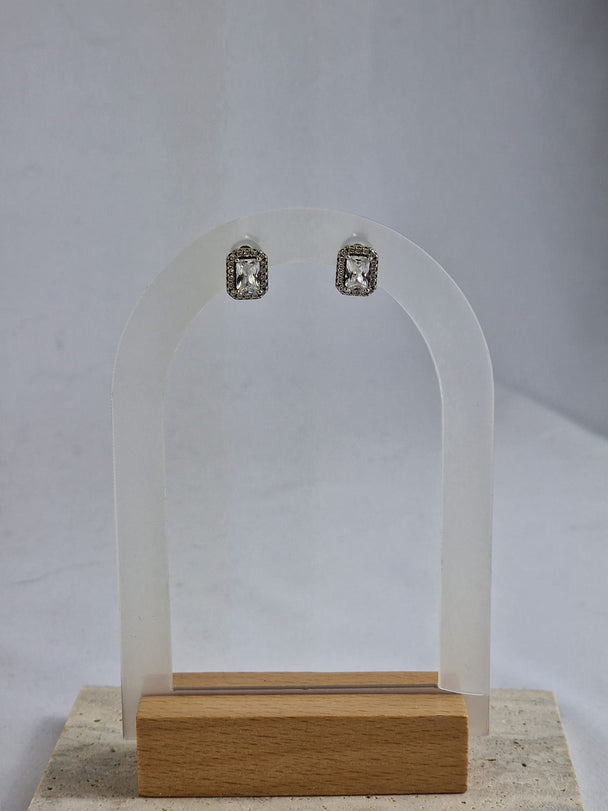 Elegante Baguette Zilver 925 Oorknopjes met Zirkoon Dames