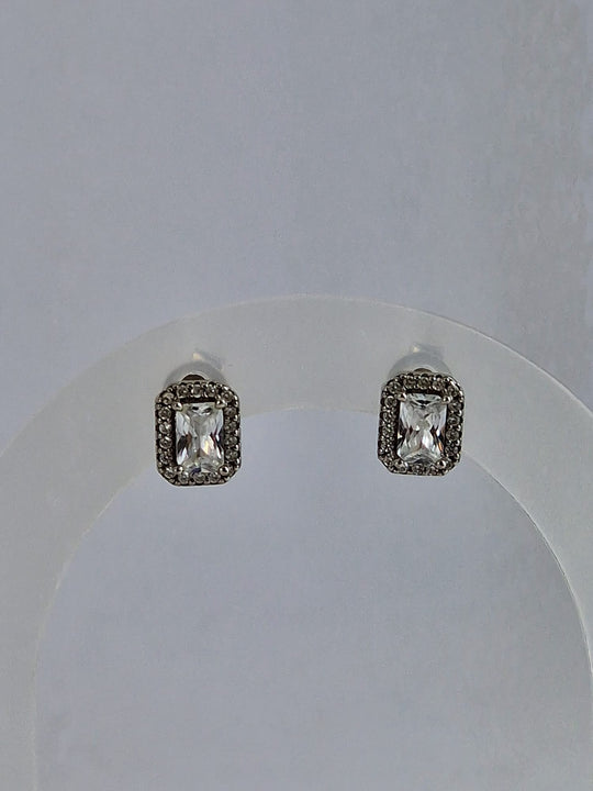 Elegante Baguette Zilver 925 Oorknopjes met Zirkoon Dames