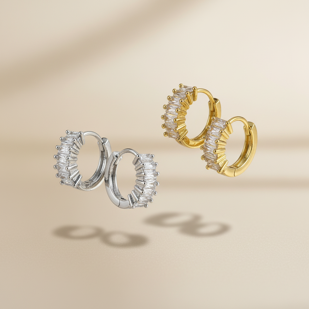 Beide paren creolen zwevend