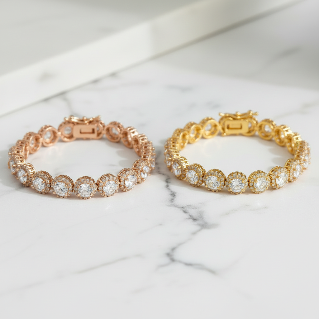 Beide tennis armbanden naast elkaar - kleurvergelijking