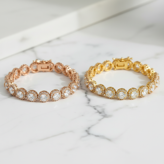 Beide tennis armbanden naast elkaar - kleurvergelijking