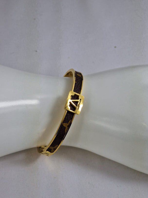 Designer Armband V - Goud met Carbon Waterdicht