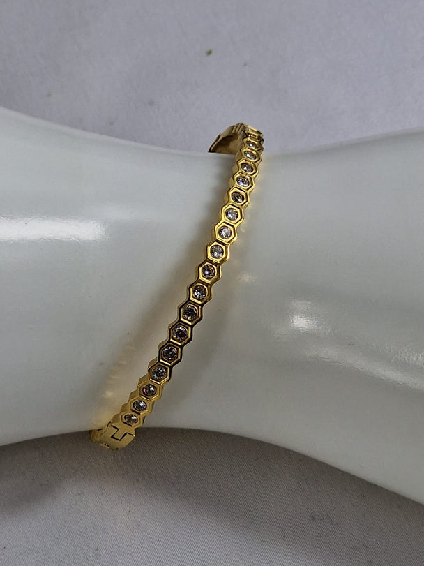 Elegante Damesarmband met Honingraat Patroon - 18K Verguld