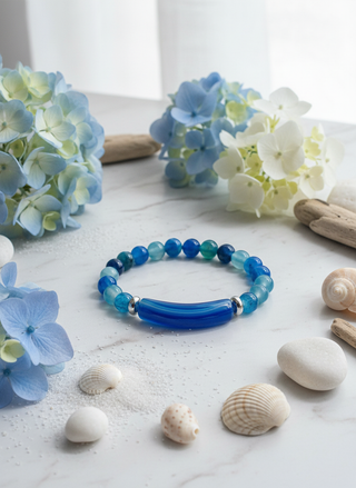 Blauwe Gestreepte Agaat Armband Lifestyle