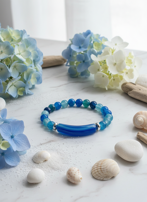 Blauwe Gestreepte Agaat Armband Lifestyle