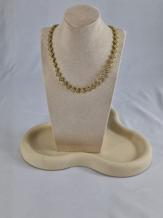 Luxe Bloemen Collier - 14K Verguld Goud met Zirkonia - Waterproof