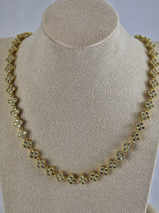 Luxe Bloemen Collier - 14K Verguld Goud met Zirkonia - Waterproof