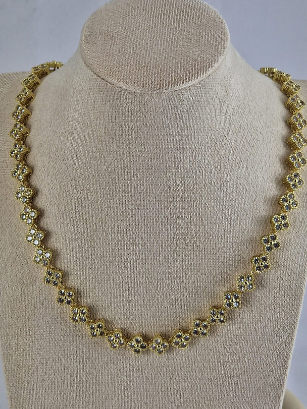 Luxe Bloemen Collier - 14K Verguld Goud met Zirkonia - Waterproof