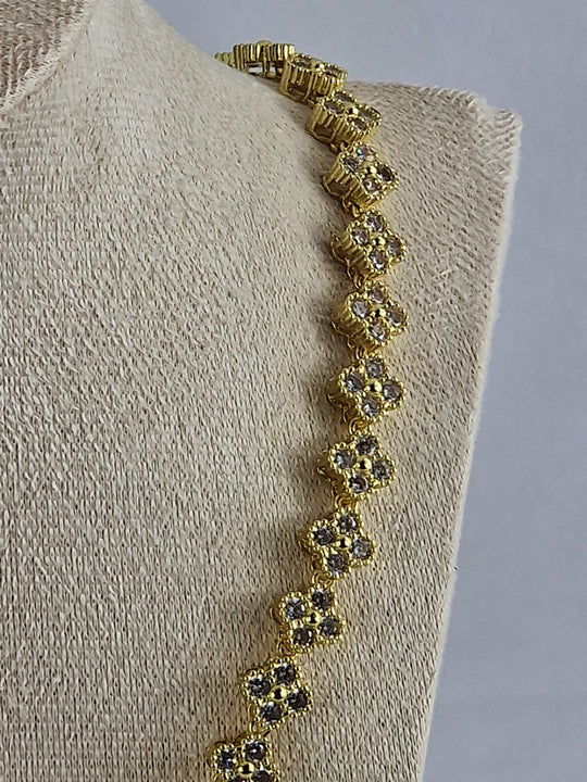 Luxe Bloemen Collier - 14K Verguld Goud met Zirkonia - Waterproof