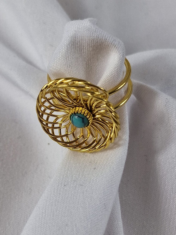 Vintage Bloemen Ring - 18K Verguld - Verstelbaar - Dames