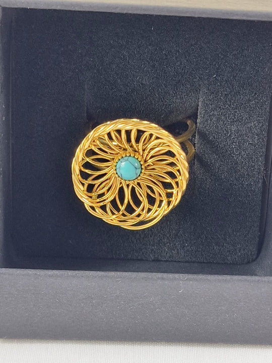 Blumenring – 18 Karat vergoldet – verstellbar – goldfarben