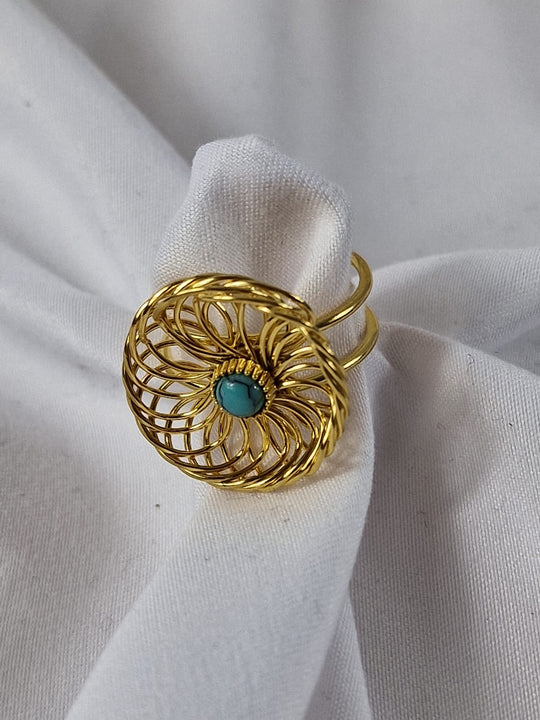 Blumenring – 18 Karat vergoldet – verstellbar – goldfarben