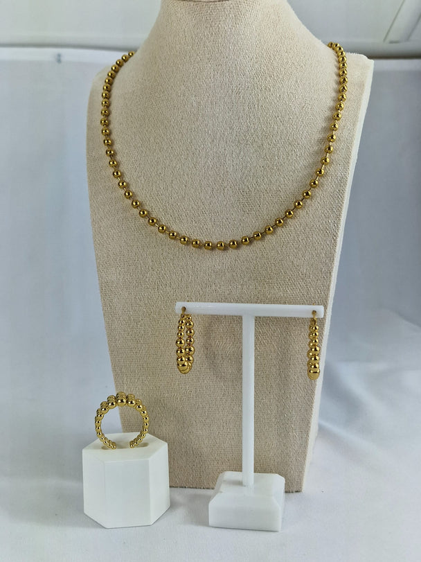 Gouden Bolletjes Sieraden Set - 18K Gold Plated