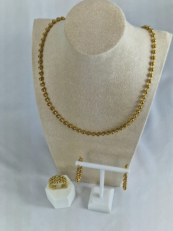 Gouden Bolletjes Sieraden Set - 18K Gold Plated