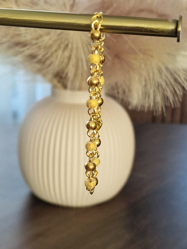 Goldkugelarmband, 18 Karat vergoldet, 16 + 5 cm