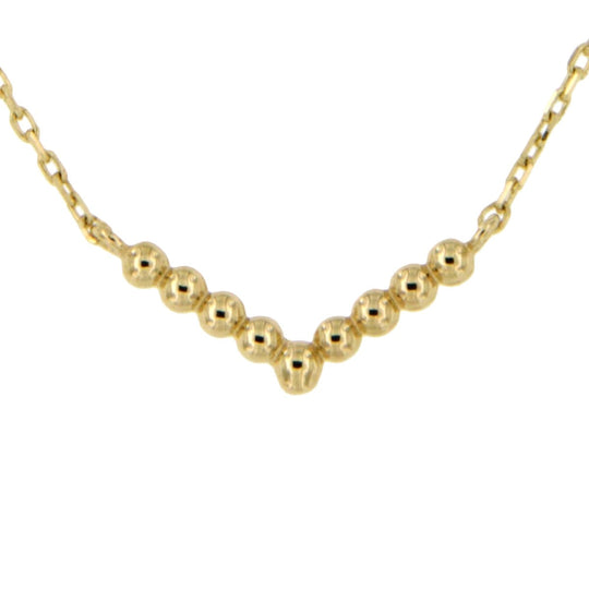 Fijn anker collier met V-symbool pareldraad 14K geelgoud 45cm