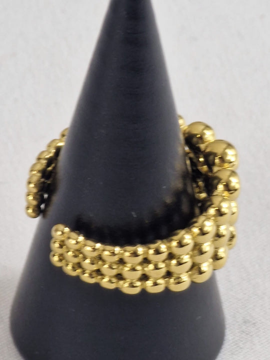 Brede Ring met Bolletjes - Roestvrij Staal - Waterproof - Zilver/Goud