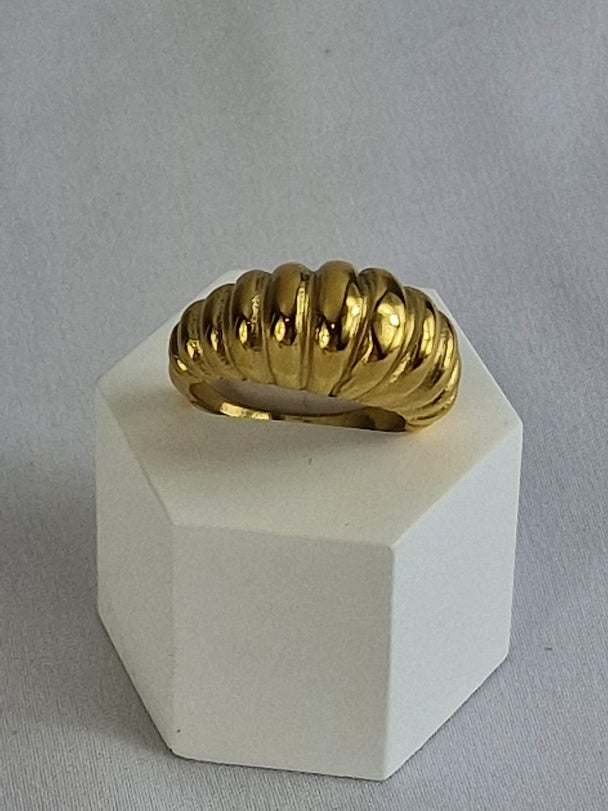 Retro Dames Ring Roestvrij Staal Verguld 18K