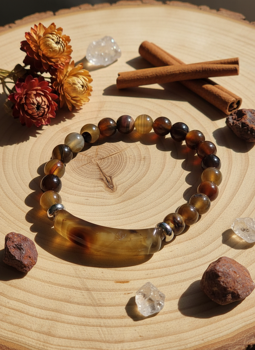 Bruine Gestreepte Agaat Armband Lifestyle - Verbeterd