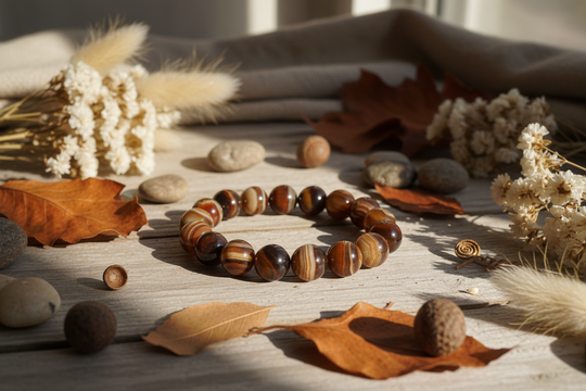 Bruine Gestreepte Agaat Armband Lifestyle