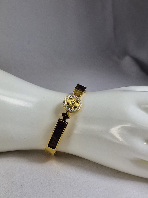 Luxe Designer Armband 8mm - 18K Verguld met Zirkoon en Carbon