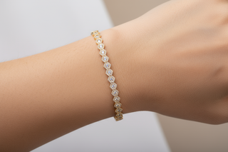 Close-up 3mm honingraat armband enkele rij met zirkonia