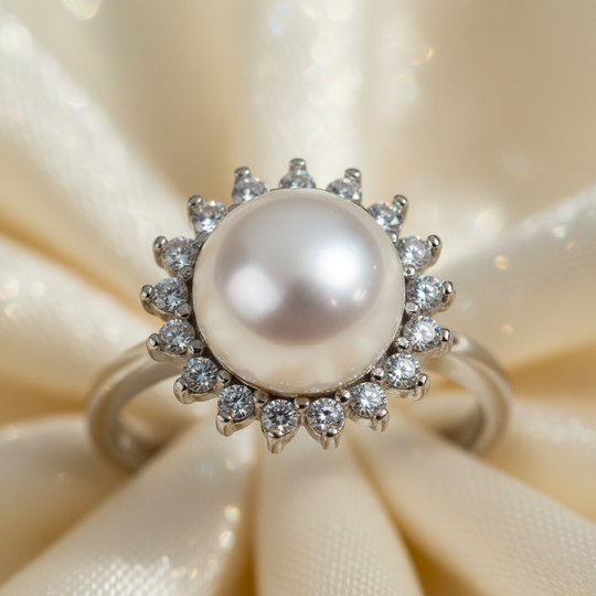 Close-up detail verbeterd - zoetwaterparel en zirkonia