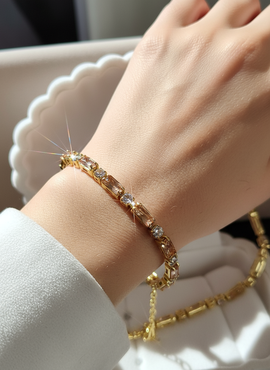 Close-up detail zirkonia armband