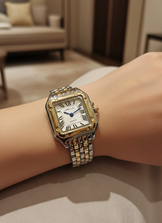 Close-up van vierkant horloge