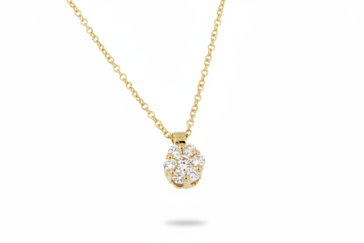 Collier diamant bloem hanger - floating