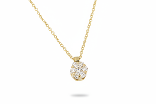 Collier diamant bloem hanger - floating