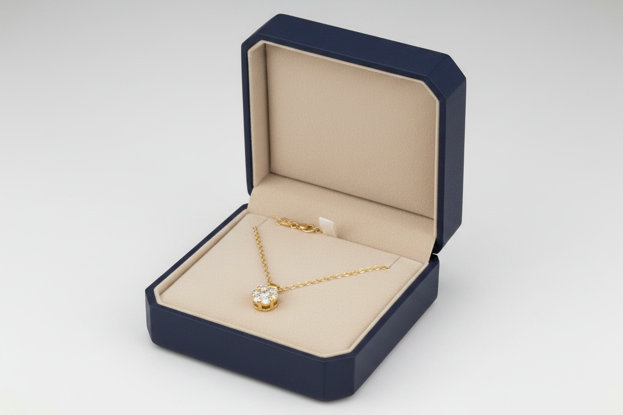Collier diamant bloem hanger - sieradendoos