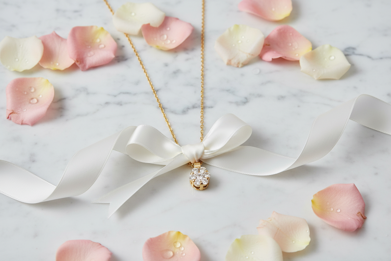 Collier diamant bloem hanger - styling