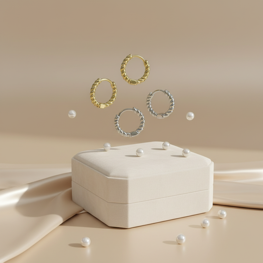 Creolen met parels en luxe doos