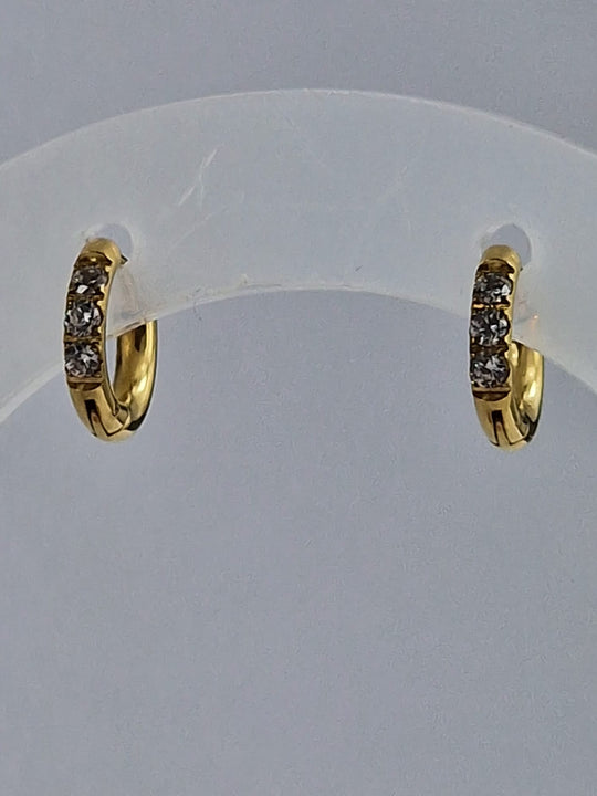 Gouden Creolen met Witte Zirkonia - 18K Verguld 6mm